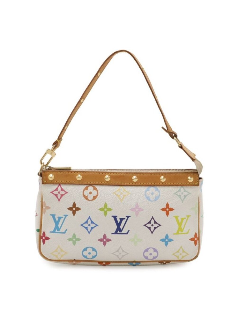 Louis Vuitton Monogram Multicolor Pochette Pouch Handbag Blanc White - Picture 1 of 9